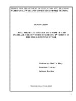 Using short activities to warm up and increase the 10th form students’ interest in the pre listening stage 