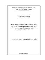Thực hiện chính sách giảm nghèo bền vững trên địa bàn huyện duy xuyên, tỉnh quảng nam 