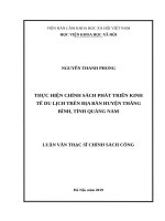 Thực hiện chính sách phát triển kinh tế du lịch trên địa bàn huyện thăng bình, tỉnh quảng nam 