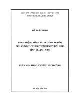 Thực hiện chính sách giảm nghèo bền vững từ thực tiễn huyện đại lộc, tỉnh quảng nam 