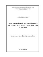 Thực hiện chính sách giải quyết khiếu nại từ thực tiễn huyện thăng bình, tỉnh quảng nam 