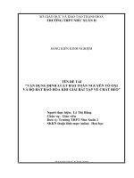 Vận dụng định luật bảo toàn nguyên tố oxi và độ bất bão hoà khi giải bài tập về chất béo 