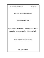 Quản lý nhà nước về phòng chống ma túy trên địa bàn tỉnh phú yên 