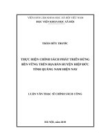 Thực hiện chính sách phát triển rừng bền vững trên địa bàn huyện hiệp đức, tỉnh quảng nam hiện nay 