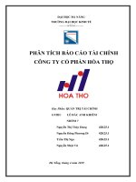 Phân tích báo cáo tài chính công ty CP hòa thọ