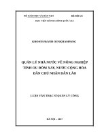 Quản lý nhà nước về nông nghiệp tỉnh ou đôm xay, nước cộng hòa dân chủ nhân dân lào 