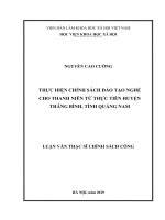 Thực hiện chính sách đào tạo nghề cho thanh niên từ thực tiễn huyện thăng bình, tỉnh quảng nam 