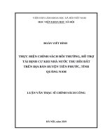 Thực hiện chính sách bồi thường hỗ trợ tái định cư khi nhà nước thu hồi đất trên địa bàn huyện tiên phước, tỉnh quảng nam 