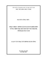 Thực hiện chính sách giảm nghèo bền vững trên địa bàn huyện núi thành, tỉnh quảng nam 