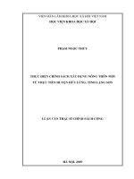 Thực hiện chính sách xây dựng nông thôn mới từ thực tiễn huyện Hữu Lũng, tỉnh Lạng Sơn (LV thạc sĩ)