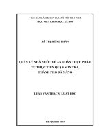 Quản lý nhà nước về an toàn thực phẩm từ thực tiễn quận Sơn Trà, thành phố Đà Nẵng (LV thạc sĩ)
