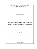 Thực hiện chính sách xóa đói giảm nghèo từ thực tiễn huyện Lộc Bình, tỉnh Lạng Sơn (LV thạc sĩ)