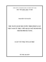 Thu ngân sách nhà nước theo pháp luật Việt Nam từ thực tiễn Quận Ngũ Hành Sơn, thành phố Đà Nẵng(LV thạc sĩ)