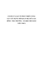 CƠ sở lý LUẬN về PHÁT TRIỂN NĂNG lực xây DỰNG mối QUAN hệ GIỮA GIA ĐÌNH   NHÀ TRƯỜNG   xã hội CHO GIÁO VIÊN THCS 