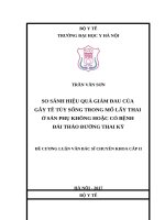 SO SÁNH HIỆU QUẢ GIẢM ĐAU CỦA gây tê TỦY SỐNG TRONG mổ lấy THAI ở SẢN PHỤ KHÔNG HOẶC CÓ BỆNH đái THÁO ĐƯỜNG THAI KỲ 