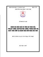 ĐÁNH GIÁ HIỆU QUẢ và TÍNH AN TOÀN của PRILIGY 30MG (DAPOXETINE 30MG) TRONG điều TRỊ XUẤT TINH sớm tại BỆNH VIỆN hữu NGHỊ VIỆT đức 