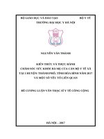 KIẾN THỨC và THỰC HÀNH CHĂM sóc sức KHỎE bà mẹ của cán bộ y tế xã tại 3 HUYỆN THÀNH PHỐ, TỈNH hòa BÌNH năm 2017  và một số yếu tố LIÊN QUAN 