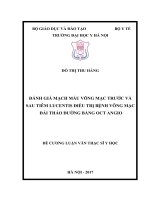 ĐÁNH GIÁ MẠCH máu VÕNG mạc TRƯỚC và SAU TIÊM LUCENTIS điều TRỊ BỆNH VÕNG mạc đái THÁO ĐƯỜNG BẰNG OCT ANGIO 