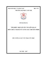 TÌM HIỂU một số yếu tố LIÊN QUAN đến CHỬA NGOÀI tử CUNG SAU CHUYỂN PHÔI 