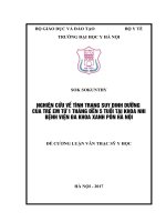 NGHIÊN cứu về TÌNH TRẠNG SUY DINH DƯỠNG của TRẺ EM từ 1 THÁNG đến 5 TUỔI tại KHOA NHI BỆNH VIỆN đa KHOA XANH pôn hà nội 