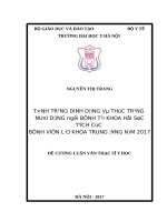 TÌNH TRẠNG DINH DƯỠNG và THỰC TRẠNG NUÔI DƯỠNG NGƯỜI BỆNH tại KHOA hồi sức TÍCH cực BỆNH VIỆN lão KHOA TRUNG ƯƠNG năm 2017 