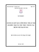 ĐÁNH GIÁ kết QUẢ sớm PHẪU THUẬT nội SOI điều TRỊ UNG THƯ TRỰC TRÀNG tại BỆNH VIỆN BẠCH MAI 