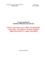 NÂNG CAO NĂNG lực CHO cán bộ dược làm VIỆC tại TRẠM y tế HOẠT ĐỘNG THEO NGUYÊN lý y học GIA ĐÌNH 