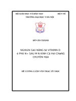 NGHIÊN cứu NỒNG độ VITAMIN d ở PHỤ nữ SAU mãn KINH có hội CHỨNG CHUYỂN hóa 
