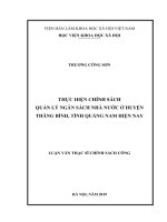 Thực hiện chính sách quản lý ngân sách nhà nước ở huyện Thăng Bình, tỉnh Quảng Nam hiện nay (LV thạc sĩ)