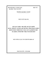 KẾT QUẢ điều TRỊ TIÊU HUYẾT KHỐI BẰNG THUỐC ALTEPLASE ĐƯỜNG TĨNH MẠCH TRÊN BỆNH NHÂN NHỒI máu não cấp tại BỆNH VIỆN đa KHOA TỈNH PHÚ THỌ năm 2018 2019 