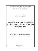 Thực hiện chính sách đối với người có công từ thực tiễn huyện Phú Ninh, tỉnh Quảng Nam (LV thạc sĩ)