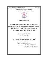 NGHIÊN cứu đặc điểm lâm SÀNG mất NGỦ KHÔNG THỰC tổn ở BỆNH NHÂN điều TRỊ nội TRÚ tại VIỆN sức KHỎE tâm THẦN BẠCH MAI từ THÁNG 92017 đến THÁNG 3 2018 