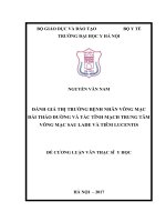 ĐÁNH GIÁ THỊ TRƯỜNG BỆNH NHÂN VÕNG mạc đái THÁO ĐƯỜNG và tắc TĨNH MẠCH TRUNG tâm    VÕNG mạc SAU LADE và TIÊM LUCENTIS 