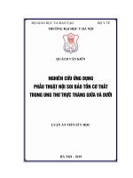 Nghiên cứu ứng dụng phẫu thuật nội soi bảo tồn cơ thắt trong ung thư trực tràng giữa và dưới (FULL TEXT)