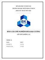 BÁO CÁO THÍ NGHIỆM HÓA ĐẠI CƯƠNG