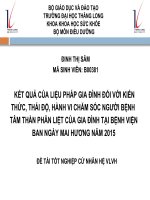 KẾT QUẢ của LIỆU PHÁP GIA ĐÌNH đối với KIẾN THỨC, THÁI độ, HÀNH VI CHĂM sóc NGƯỜI BỆNH tâm THẦN PHÂN LIỆT của GIA ĐÌNH tại BỆNH VIỆN BAN NGÀY MAI HƯƠNG năm 2015 