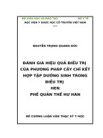 ĐÁNH GIÁ HIỆU QUẢ điều TRỊ của PHƯƠNG PHÁP cấy CHỈ kết hợp tập DƯỠNG SINH TRONG điều TRỊ HEN PHẾ QUẢN THỂ hư hàn 