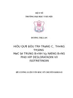 HIỆU QUẢ điều TRỊ TRỨNG cá THÔNG THƯỜNG mức độ TRUNG BÌNH và NẶNG BẰNG PHỐI hợp DESLORATADIN với ISOTRETINOIN 