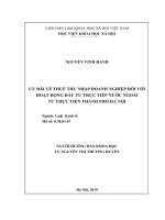 Ưu đãi về thuế thu nhập doanh nghiệp đối với hoạt động đầu tư trực tiếp trước ngoài từ thực tiễn thành phố hà nội 