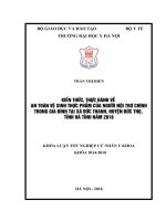 KIẾN THỨC, THỰC HÀNH về AN TOÀN vệ SINH THỰC PHẨM của NGƯỜI nội TRỢ CHÍNH TRONG GIA ĐÌNH tại xã đức THANH, HUYỆN đức THỌ,TỈNH hà TĨNH năm 2018 