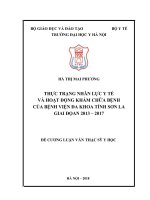 THỰC TRẠNG NHÂN lực y tế và HOẠT ĐỘNG KHÁM CHỮA BỆNH của BỆNH VIỆN đa KHOA TỈNH sơn LA GIAI ĐỌAN 2013 – 2017 