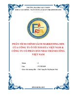 Phân tích chính sách marketing mix giữa Công ty ô tô Toyota Việt Nam và Huyndai Thành Công Việt Nam