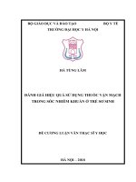 ĐÁNH GIÁ HIỆU QUẢ sử DỤNG THUỐC vận MẠCH TRONG sốc NHIỄM KHUẨN ở TRẺ sơ SINH 