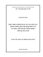 Thực hiện chính sách cải cách thủ tục hành chính theo mô hình một cửa từ thực tiễn huyện thăng bình, tỉnh quảng nam 