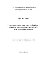 Thực hiện chính sách phát triển rừng bền vững trên địa bàn huyện hiệp đức, tỉnh quảng nam hiện nay 