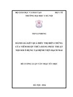 ĐÁNH GIÁ kết QUẢ điều TRỊ BIẾN CHỨNG của VIÊM RUỘT THỪA BẰNG PHẪU THUẬT nội SOI ổ BỤNG tại BỆNH VIỆN BẠCH MAI 