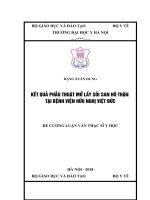 KẾT QUẢ PHẪU THUẬT mở lấy sỏi SAN hô THẬN tại BỆNH VIỆN hữu NGHỊ VIỆT đức 