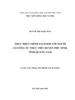 Thực hiện chính sách đối với người có công từ thực tiễn huyện phú ninh, tỉnh quảng nam 