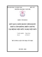 KẾT QUẢ CHẨN đoán VIÊM RUỘT THỪA cấp KHÔNG BIẾN CHỨNG tại BỆNH VIỆN hữu NGHỊ VIỆT đức 