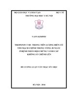 TROPONIN t HS  TRONG TIÊN LƯỢNG BIẾN cố TIM MẠCH CHÍNH TRONG VÒNG 30 NGÀY ở BỆNH NHÂN hội CHỨNG VÀNH cấp KHÔNG ST CHÊNH lên 